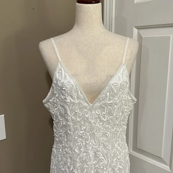 Lulus Everlasting Passion White Sequin Beaded Backless Maxi Dress